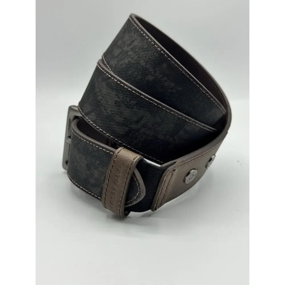 Men’s Mossy Oak Medium 34-36 Green Black Leather Camo Canvas Belt